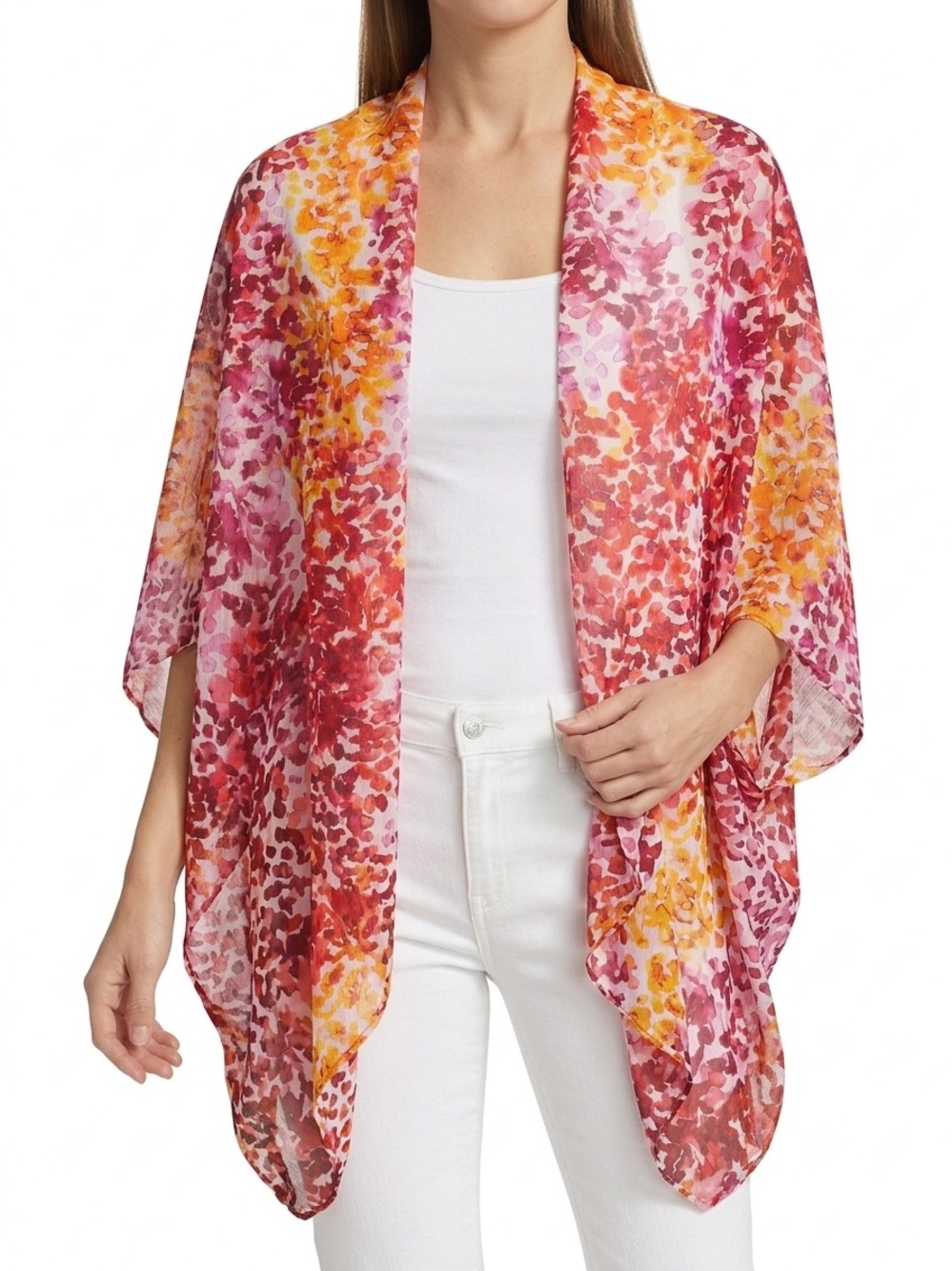 🌺 Multicolor Striped Open Front Shrug Cardigan or Coverup OS